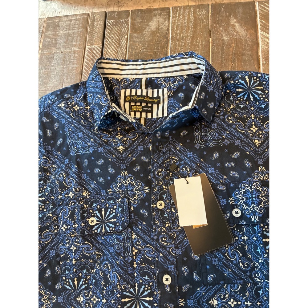 English Laundry Men's NWT Western Bandana Paisley Short Sleeve Button Down Shirt